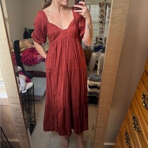 Anthropologie Terracotta Midi Dress